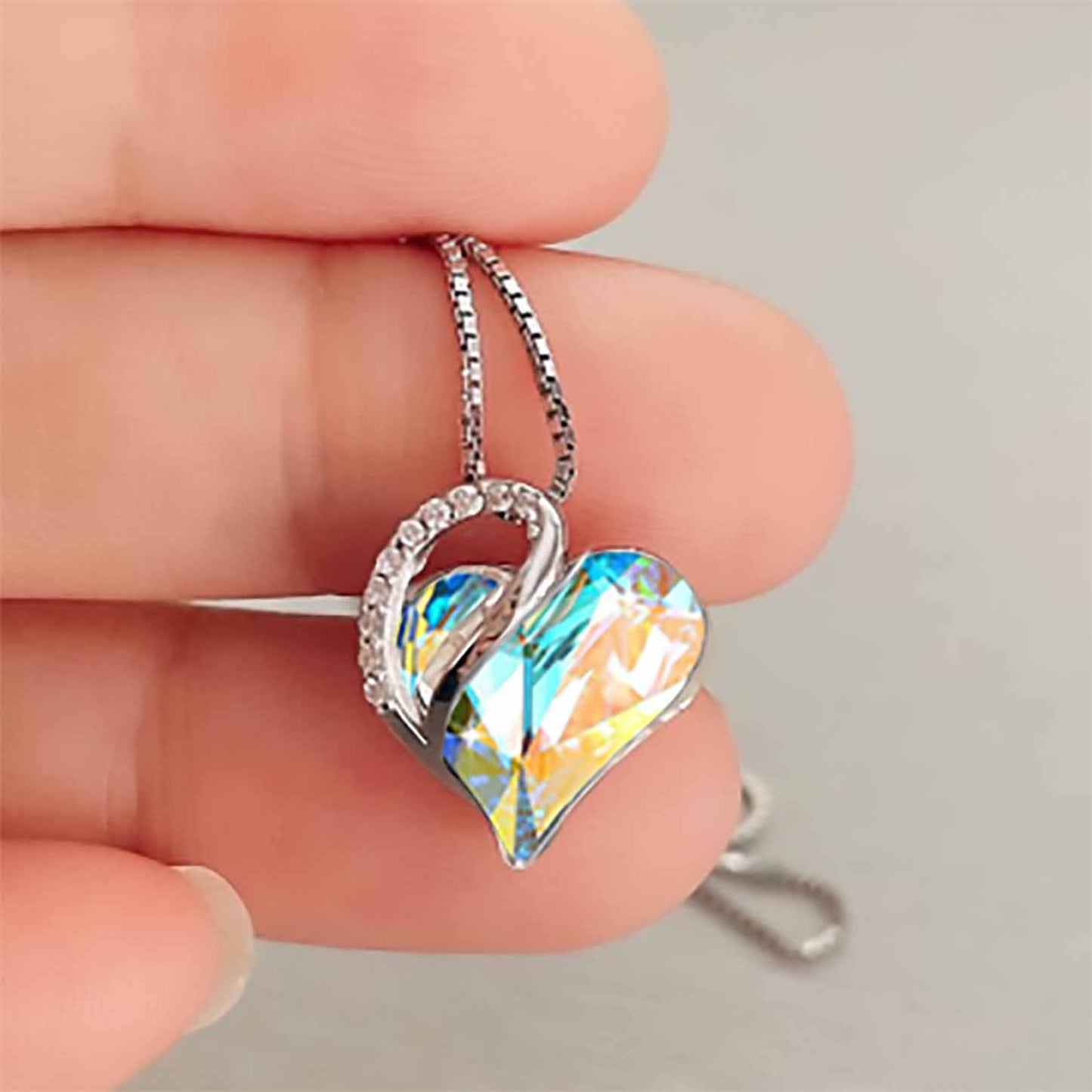 April Birthstone Heart Necklace for Women - Elegant Sterling Silver Infinity Love Pendant, Ideal for Birthday, Anniversary, Valentine's Necklace , Birthstone Jewelry - Includes Gift Box, 18" Chain