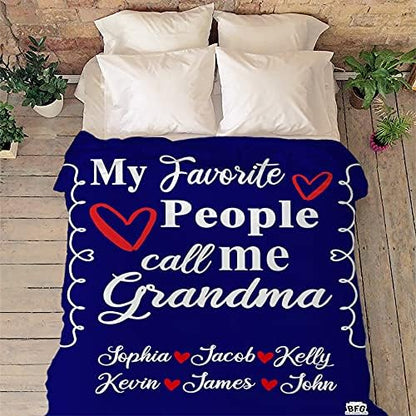 Best Family Gifts My Favorite People Call Me, Custom Grandparents Blanket, Customized Throw Blanket for Grandma, Grandpa, Nana, Gigi, Pop Etc, Grandparents Day, Christmas, Super Soft Blanket