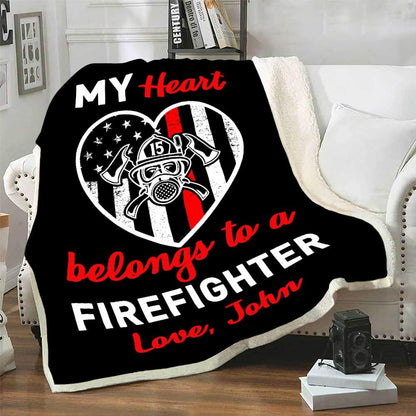 Personalized Firefighter Blanket Gift – A Heartfelt Tribute to Your Firefighter, Custom Name, Ideal for Birthdays, Thanksgiving, Premium Size, Luxuriously Soft Velvet for Warmth and Comfort