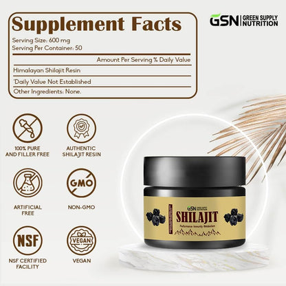 Green Supply Organic Shilajit Resin 30g: Pure Himalayan Blend with 85+ Trace Minerals & Fulvic Acid