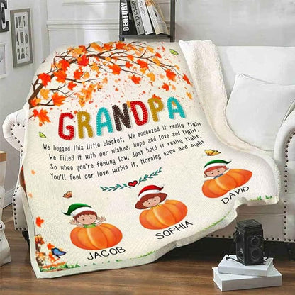 We Hugged This Little Blanket, Customized Grandparents Blanket, Fleece Blanket, Bedroom Living Room Décor, Custom Names, Birthday, Christmas, Thanksgiving, Super Soft and Warm Blanket