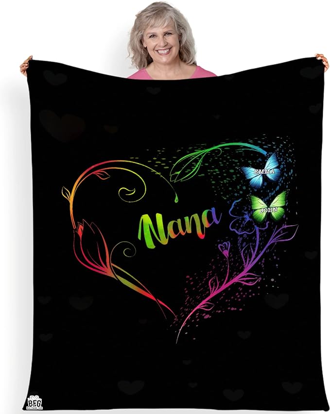 Customized Grandparents Blanket, Fleece Blanket, Bedroom Living Room Décor, Custom Names, Birthday, Christmas, Thanksgiving, Super Soft and Warm Blanket