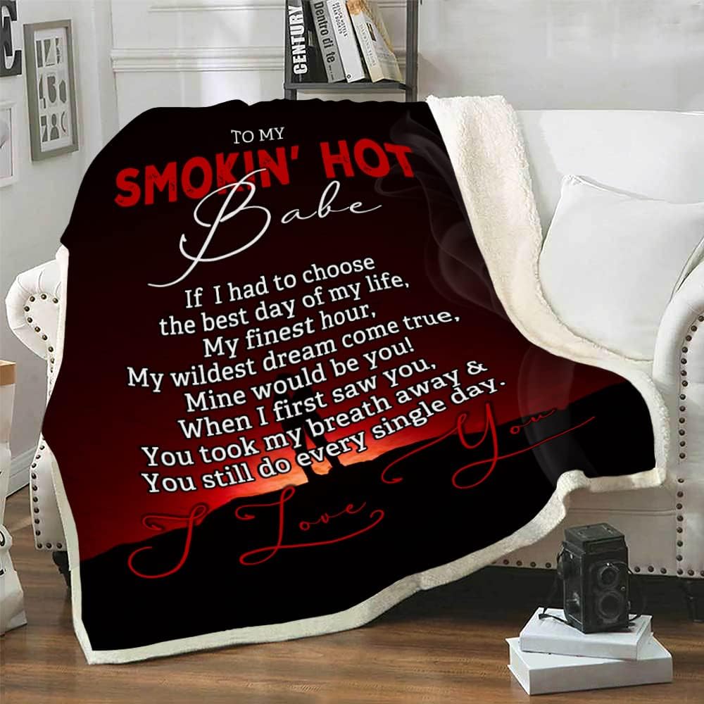 Hot Smoking 'Baba I Love You' Blanket - A Premium Gift for Couples on Valentine's Day, Birthdays, and Anniversaries! Luxurious, Lightweight Velvet Fleece for Ultimate Comfort. Shop Now at Our Premier Family Gifts Store