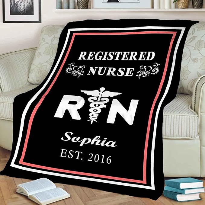 Customized Blanket for Nurse, with Your Name, Custom Gift for Nurse with Quotes, Birthday, Any Occasion, Fleece Blanket, Supersoft and Cozy Blanket