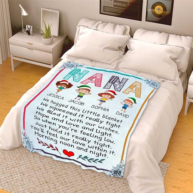 Best Family Gifts We Hugged This Little Blanket, Custom Grandparents Blanket, Customized Throw Blanket for Grandma, Grandpa, Nana, Gigi, Pop Etc, Grandparents Day, Christmas, Super Soft Blanket