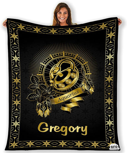 Customized Zodiac Blanket, with Custom Names, Horoscope Design, for Friends and Family, Birthday, Christmas, House Warming Gift, Super Soft and Warm Blanket