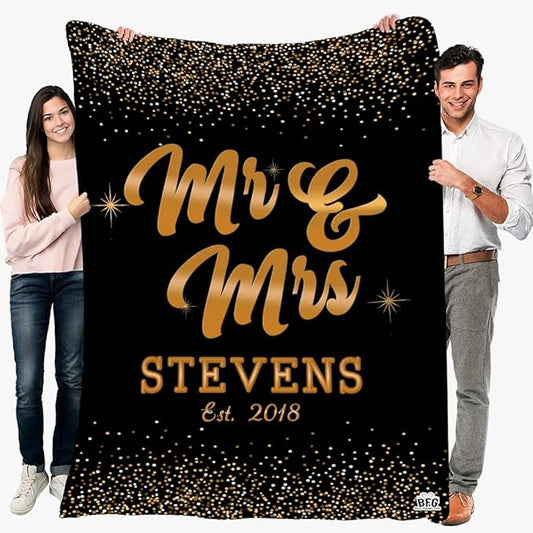 Personalized Fleece Couple Blanket with Name and Wedding Year/Custom Premium Blanket/Customized Blanket/Blanket for Your Love/Best Gift for Wedding/Cozy Blanket/Fleece Blankets