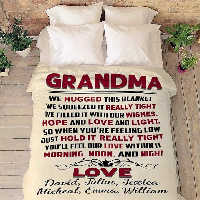 Grandma You Will Feel Our Love, Customized Fleece Blanket for Grandparents with Quotes, Grandpa Grandma Nana Gigi, Christmas, Birthday, Grandparents Day Gifts for Them, Supersoft and Cozy Blanket