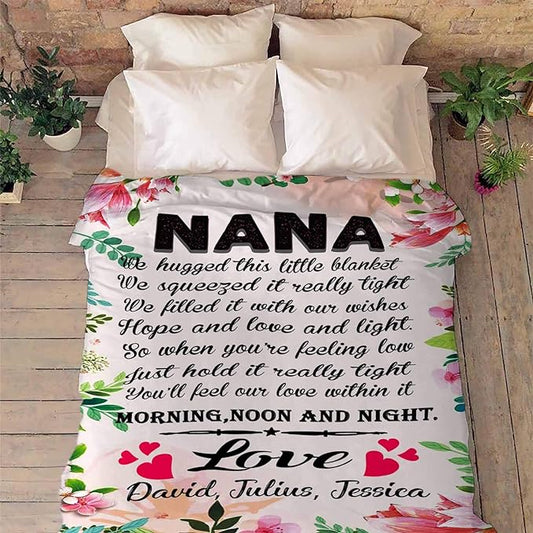 You Will Feel Our Love, Customized Fleece Blanket for Nana with Quotes, Grandpa Grandma Nana Gigi, Christmas, Birthday, Grandparents Day Gifts for Them, Supersoft and Cozy Blanket