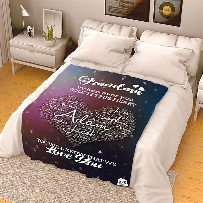 Personalized Heart-Touching Blanket for Grandparents - Custom Throw Blanket for Grandma, Grandpa, Nana, Gigi, Pop, etc. - Ideal for Grandparents Day, Christmas, or Any Occasion - Luxuriously Soft and Customizable