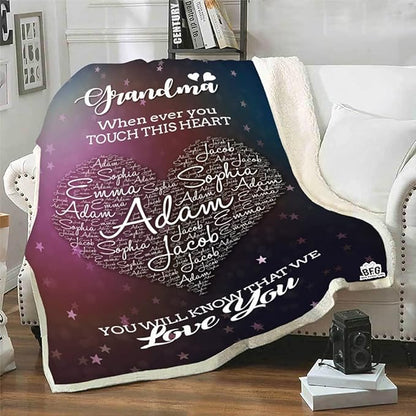 Personalized Heart-Touching Blanket for Grandparents - Custom Throw Blanket for Grandma, Grandpa, Nana, Gigi, Pop, etc. - Ideal for Grandparents Day, Christmas, or Any Occasion - Luxuriously Soft and Customizable