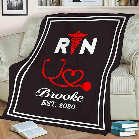 Customized Blanket for Nurse With Your Name & EST, Custom Gift for Nurse with Quotes, Birthday, Any Occasion, Fleece Blanket, Personalized Registered Nurse RN Supersoft and Cozy Blanket