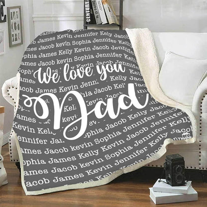 The Man The Myth The Legend, Customized Blanket for Father, with Custom Daughter, Son Name, Gift for Birthday, Father's Day, Thanksgiving, Super Soft and Warm Blanket