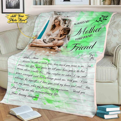 Always My Mother Forever My Friend Customized Photo Blanket for Mom, Custom Photo Blanket, Gift for Birthday, Mother's Day, Fleece Soft Warm Bed Blanket