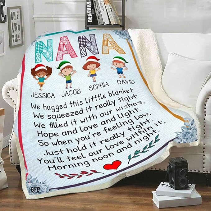 Best Family Gifts We Hugged This Little Blanket, Custom Grandparents Blanket, Customized Throw Blanket for Grandma, Grandpa, Nana, Gigi, Pop Etc, Grandparents Day, Christmas, Super Soft Blanket