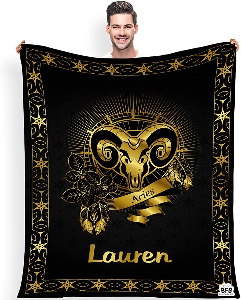 Customized Zodiac Blanket, with Custom Names, Horoscope Design, for Friends and Family, Birthday, Christmas, House Warming Gift, Super Soft and Warm Blanket