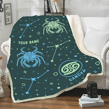 Aquarius Blanket, Personalized Zodiac Blanket, Custom Names, Horoscope Design, for Friends and Family, Birthday, House Warming Gift, Super Soft, Silky Smooth Light Weight Warm Bed Blanket