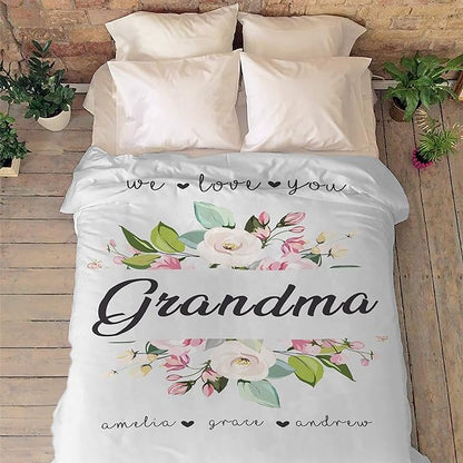 We Love You Grandma, Customized Fleece Blanket for Grandparents with Quotes, Grandpa Grandma Nana Gigi, Christmas, Birthday , Grandparents Day Gifts for Them, Supersoft and Cozy Blanket