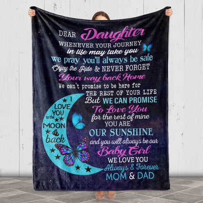 Dear Daughter Customized Name Blanket: Our Sunshine, Expressing Infinite Love! Perfect Gift for Birthdays, Daughter's Day, Proudly Printed in the USA on Soft Fleece