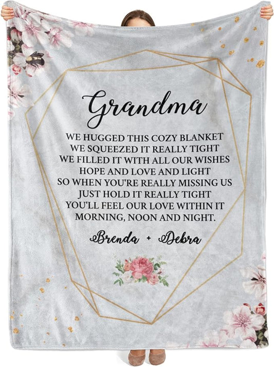 Best Family Gifts We Hugged This Cozy Blanket, Custom Grandparents Blanket, Customized Throw Blanket for Grandma, Grandpa, Nana, Gigi, Pop Etc, Grandparents Day, Christmas, Super Soft Blanket