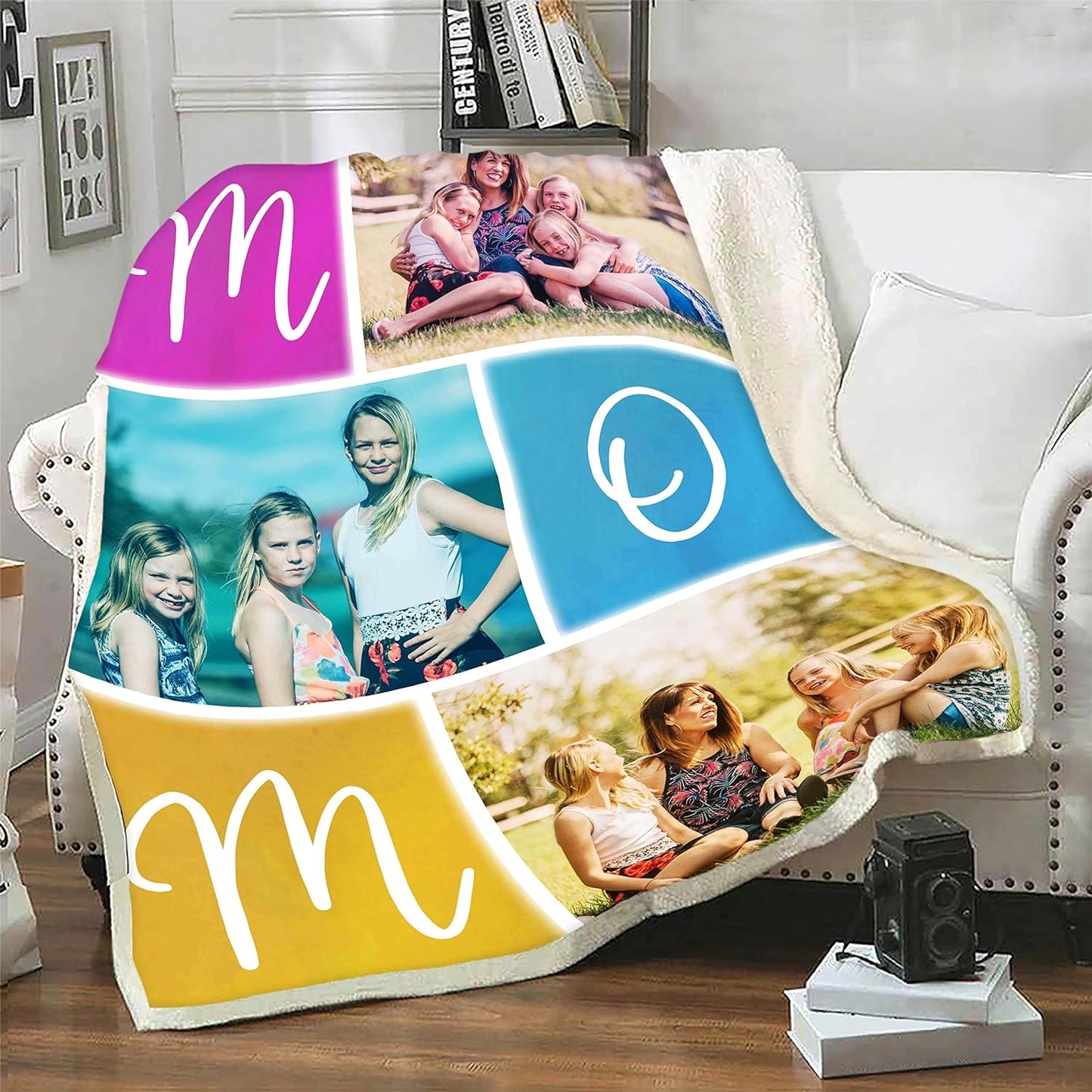 Personalized Mom Photo Blanket, Custom Photos, for Mama, from Daughter/Son, Gifts for Mom Birthday Unique Blanket, Custom Made Blankets with Pictures, Best Mom Gifts