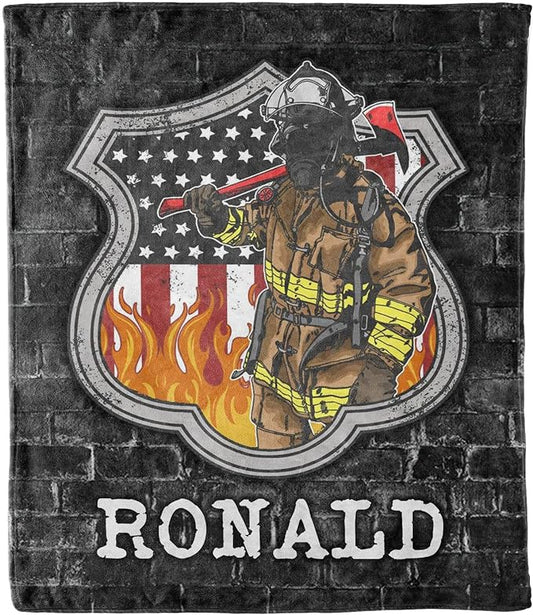 Customized Firefighter Blanket – Personalized with Name, Ideal Gift for Firefighters, Perfect for Birthdays, Christmas, and Thanksgiving. High-Quality, Premium, Super Soft, and Cozy Warmth