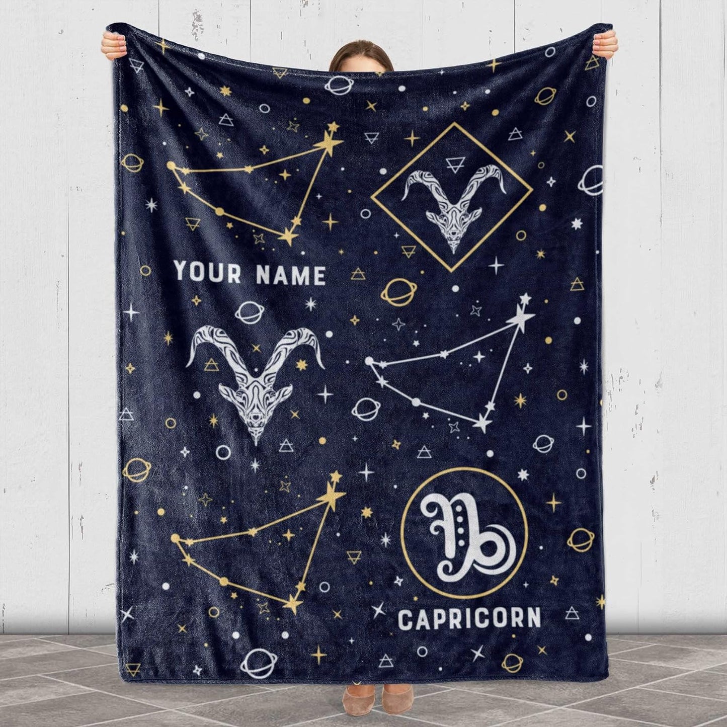 Aquarius Blanket, Personalized Zodiac Blanket, Custom Names, Horoscope Design, for Friends and Family, Birthday, House Warming Gift, Super Soft, Silky Smooth Light Weight Warm Bed Blanket