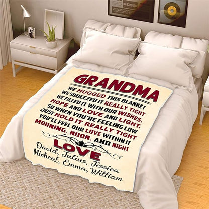 Grandma You Will Feel Our Love, Customized Fleece Blanket for Grandparents with Quotes, Grandpa Grandma Nana Gigi, Christmas, Birthday, Grandparents Day Gifts for Them, Supersoft and Cozy Blanket