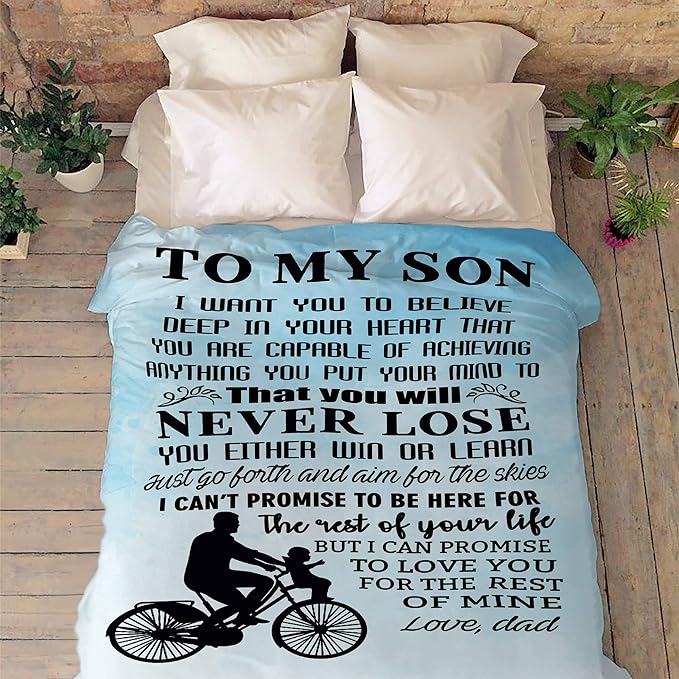 Believe in Yourself That You Will Never Lose, Premium Quality Fleece Blanket for Son, with Quotes, Birthday, Children's Day, Christmas Day Gift, Gift for him, Supersoft and Cozy Blanket