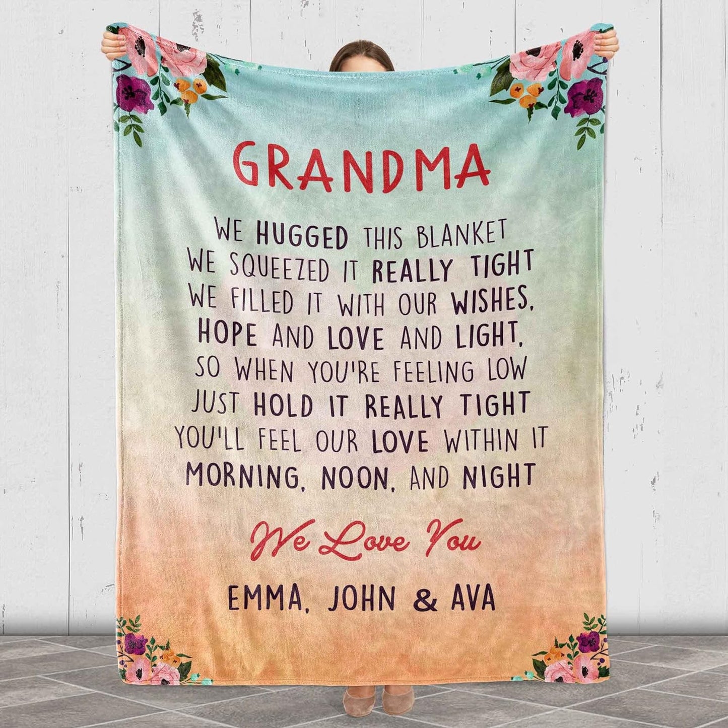 Name Blanket for Grandma: Gift for Grandparent's Day, Birthdays, and More Show your love with this Personalized Blanket, Perfect for Grandmothers, Proudly Printed in the USA. Ideal for Gifting from Grandkids on Christmas, Thanksgiving, or Anniversaries