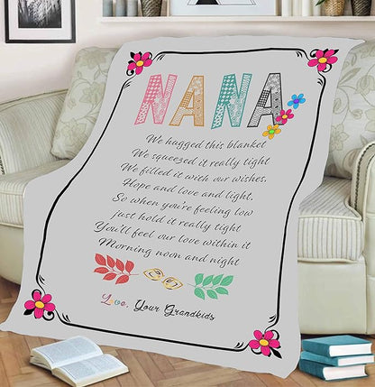 Nana We Filled It with Our Love, Fleece Blanket for Grandparents with Quotes, Grandpa Grandma Nana Gigi, Christmas, Birthday, Grandparents Day Gifts for Them, Supersoft and Cozy Blanket