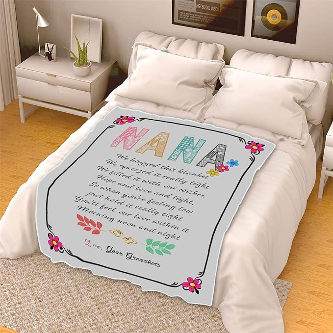 Nana We Filled It with Our Love, Fleece Blanket for Grandparents with Quotes, Grandpa Grandma Nana Gigi, Christmas, Birthday, Grandparents Day Gifts for Them, Supersoft and Cozy Blanket