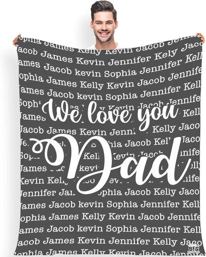 The Man The Myth The Legend, Customized Blanket for Father, with Custom Daughter, Son Name, Gift for Birthday, Father's Day, Thanksgiving, Super Soft and Warm Blanket