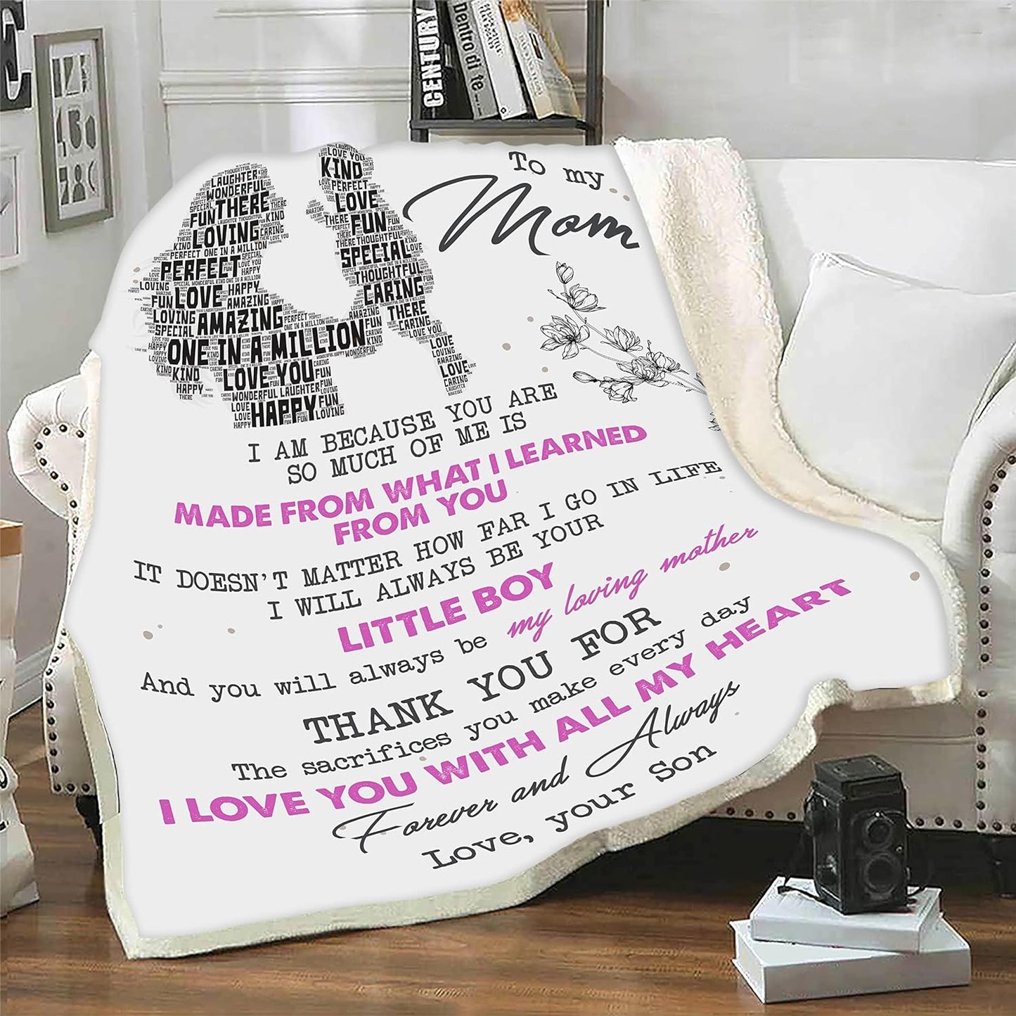 Blanket for Mom: This Customized Blanket featuring To My Mom, for The Sacrifices You Make Every Day Proudly Printed in the USA on Luxurious Fleece or Sherpa. Sons or Daughters to Gift on Birthdays, Thanksgiving, or Christmas