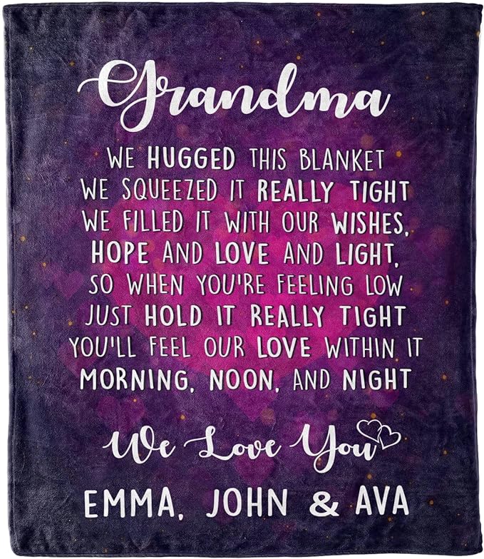 Custom Names Blanket for Grandmother, Grandma, Gift for Grandparent's Day, Birthday, Anniversary, Christmas, Thanksgiving, Personalized Blanket Gift for from Grandkids, Printed in USA