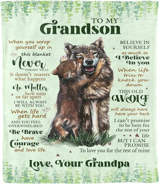 to My Grandson, I Believe in You,Customized Premium Fleece Blankets for Grand Son with Quotes, Birthday, Children's Day Gifts, Supersoft and Cozy Blanket