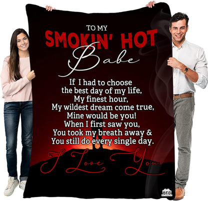 Hot Smoking 'Baba I Love You' Blanket - A Premium Gift for Couples on Valentine's Day, Birthdays, and Anniversaries! Luxurious, Lightweight Velvet Fleece for Ultimate Comfort. Shop Now at Our Premier Family Gifts Store