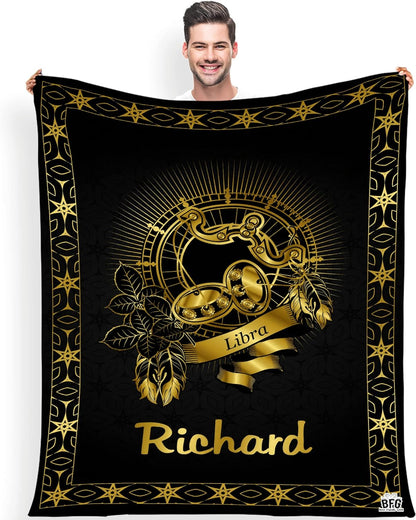 Customized Zodiac Blanket, with Custom Names, Horoscope Design, for Friends and Family, Birthday, Christmas, House Warming Gift, Super Soft and Warm Blanket