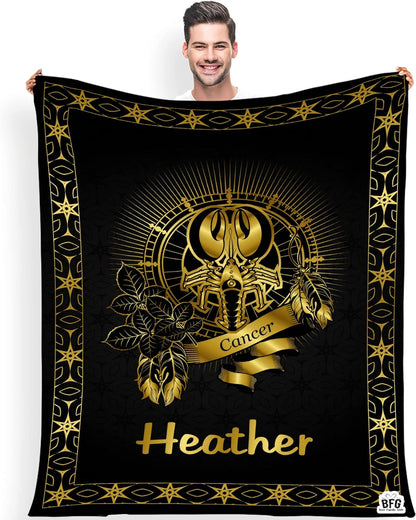 Customized Zodiac Blanket, with Custom Names, Horoscope Design, for Friends and Family, Birthday, Christmas, House Warming Gift, Super Soft and Warm Blanket