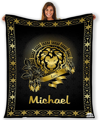 Customized Zodiac Blanket, with Custom Names, Horoscope Design, for Friends and Family, Birthday, Christmas, House Warming Gift, Super Soft and Warm Blanket