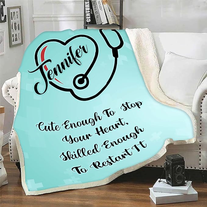 Heartwarming Customized Nurse Blankets - Ideal Family Gifts for Medical Professionals | Personalized Nurse Blanket | Custom Name | Thanksgiving|  Super Soft & Warm Blanket