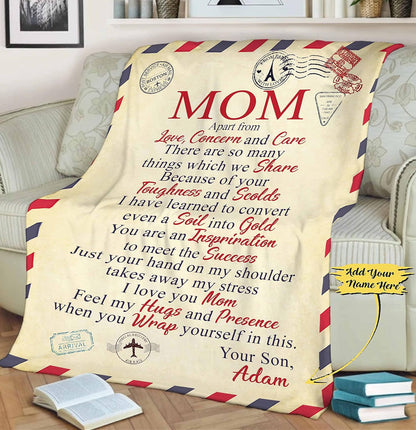 Personalized Blanket Gift for Mother, I Love You Mom, for Birthday, Mothers Day, Customized Names, Velvet Soft, Light Weight, Super Soft, Fleece, Sherpa Warm Bed Blanket Gift