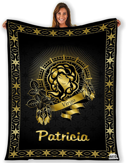 Customized Zodiac Blanket, with Custom Names, Horoscope Design, for Friends and Family, Birthday, Christmas, House Warming Gift, Super Soft and Warm Blanket