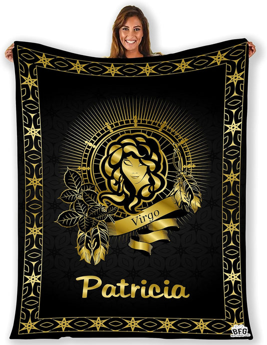 Customized Zodiac Blanket, with Custom Names, Horoscope Design, for Friends and Family, Birthday, Christmas, House Warming Gift, Super Soft and Warm Blanket