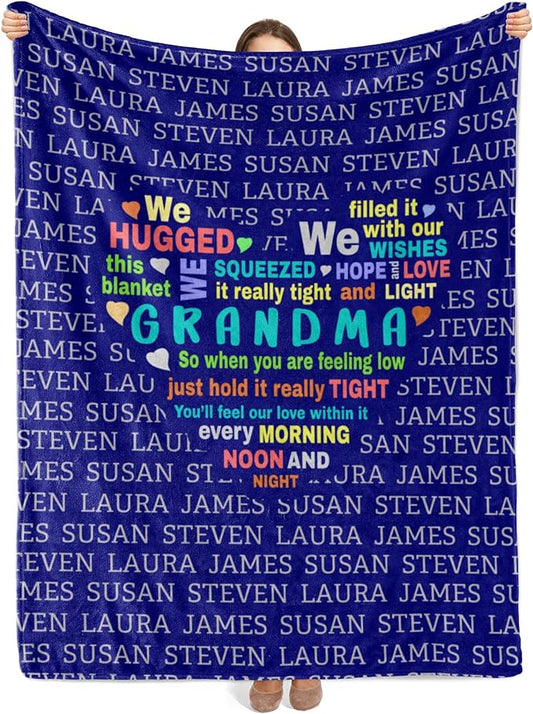 We Hugged This Blanket, Custom Grandparents Blanket, Customized Throw Blanket for Grandma, Grandpa, Nana, Gigi, Pop Etc, Grandparents Day, Christmas, Super Soft Blanket