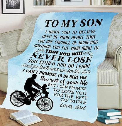 Believe in Yourself That You Will Never Lose, Premium Quality Fleece Blanket for Son, with Quotes, Birthday, Children's Day, Christmas Day Gift, Gift for him, Supersoft and Cozy Blanket