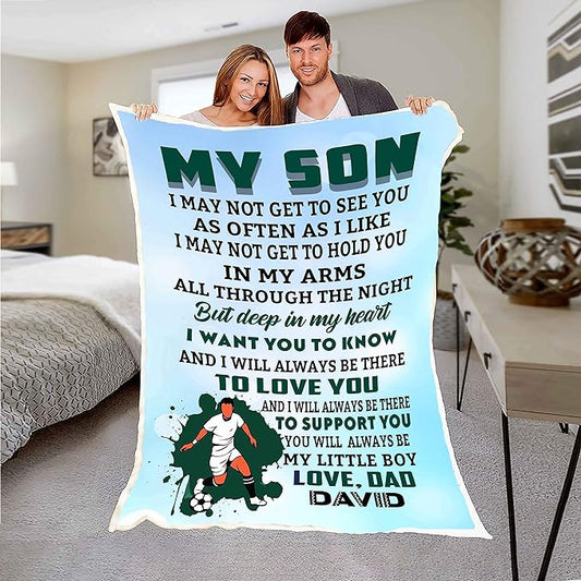 I Will Always Be There to Support You, Customized Premium Quality Fleece Blankets for Son with Beautiful Print and Quotes, Birthday, Children's Day, Supersoft and Warm Blanket