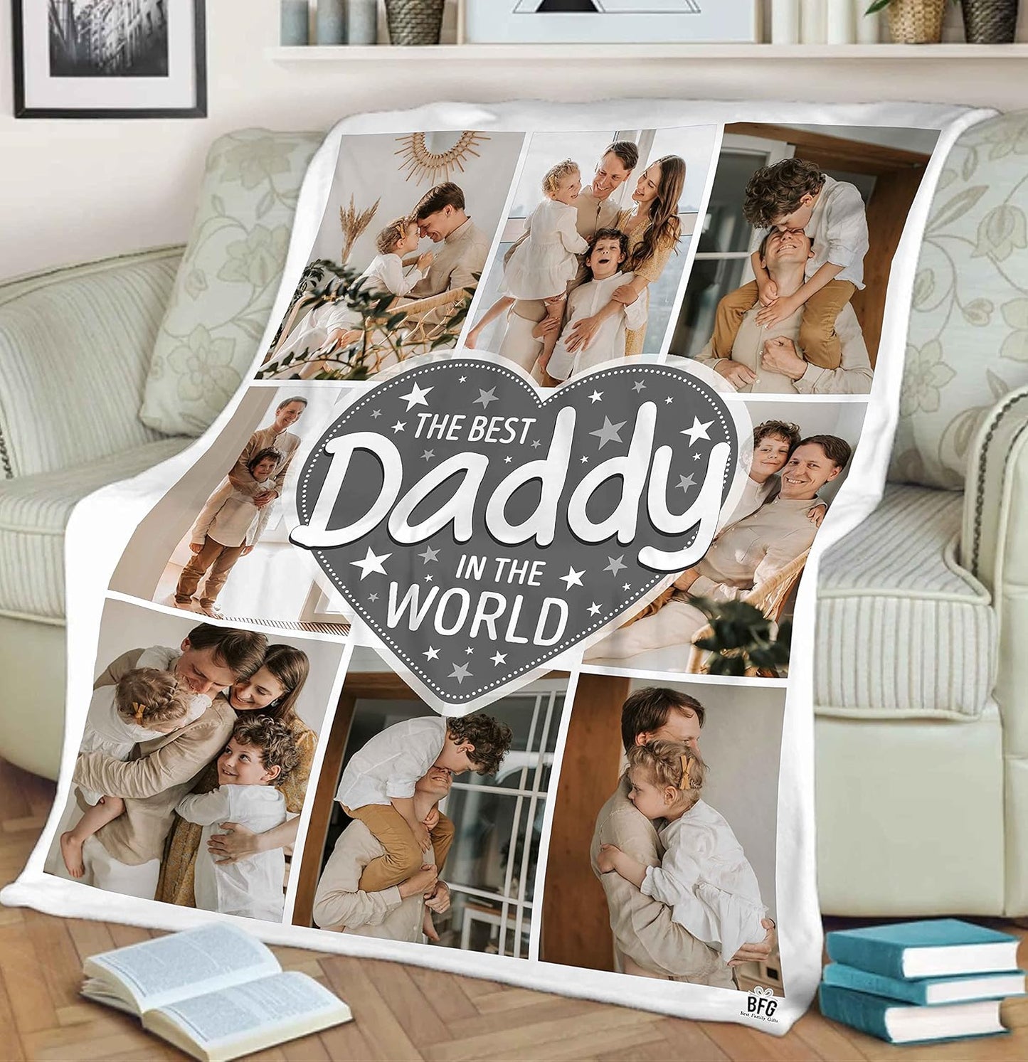 Photo Blanket for Father, Customized Blanket for Father, with Custom Photos, Gift for Birthday, Father's Day, Thanksgiving, Super Soft and Warm Blanket