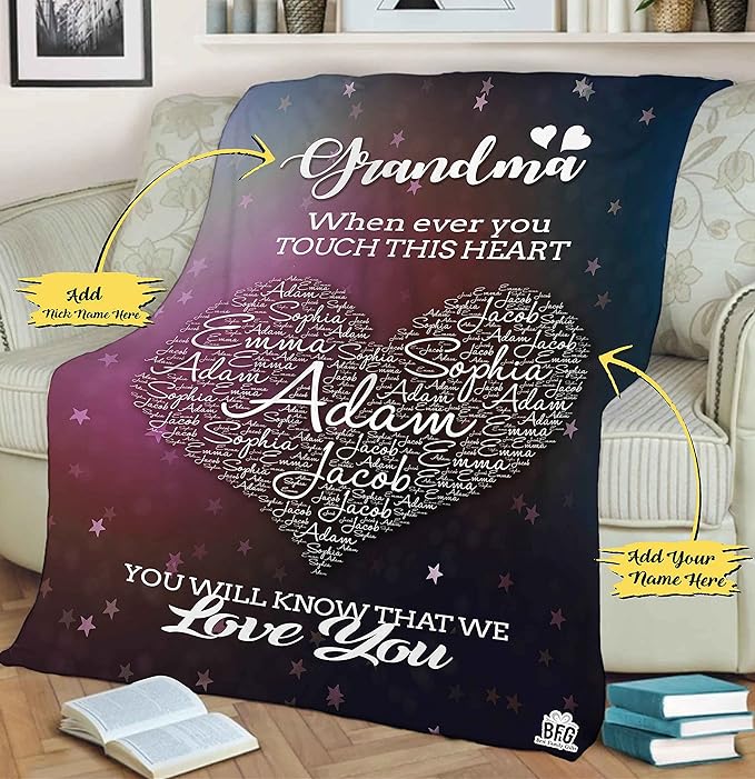 Personalized Heart-Touching Blanket for Grandparents - Custom Throw Blanket for Grandma, Grandpa, Nana, Gigi, Pop, etc. - Ideal for Grandparents Day, Christmas, or Any Occasion - Luxuriously Soft and Customizable