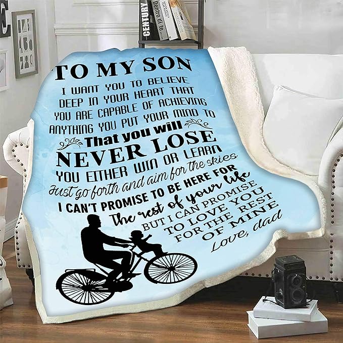 Believe in Yourself That You Will Never Lose, Premium Quality Fleece Blanket for Son, with Quotes, Birthday, Children's Day, Christmas Day Gift, Gift for him, Supersoft and Cozy Blanket